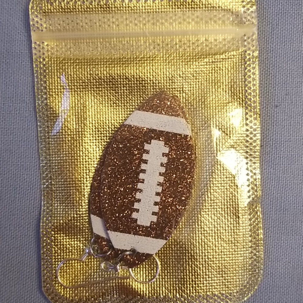 Football Print Tear Drop Earrings - Picture 4 of 4